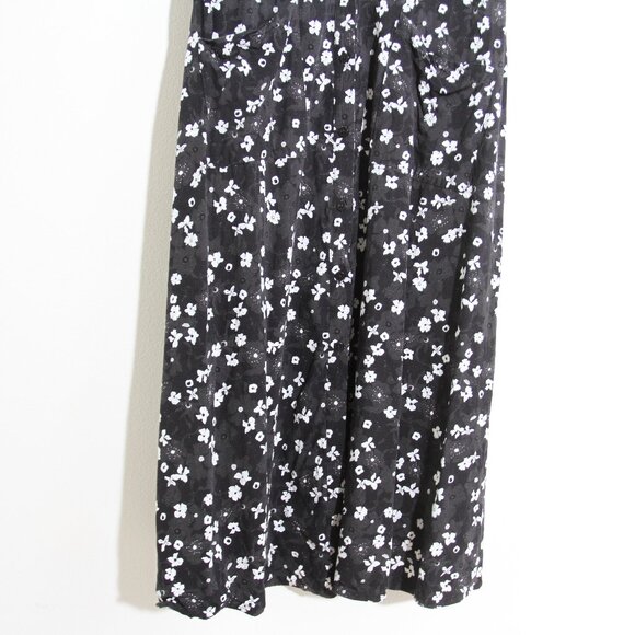 THE KIT. Cobie Midi Shirtdress Black White Primrose Floral Button Front Size 6 - Picture 4 of 13